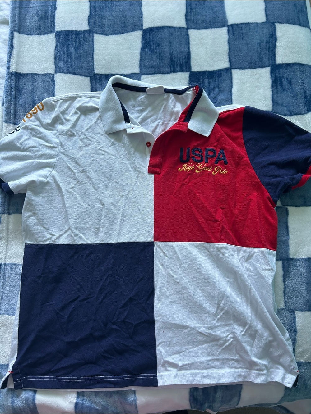 U.S. Polo Assn. Men's Colorblock Polo - Red, White, Navy